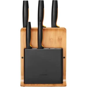 Fiskars zestaw 5 noży w bambusowym bloku